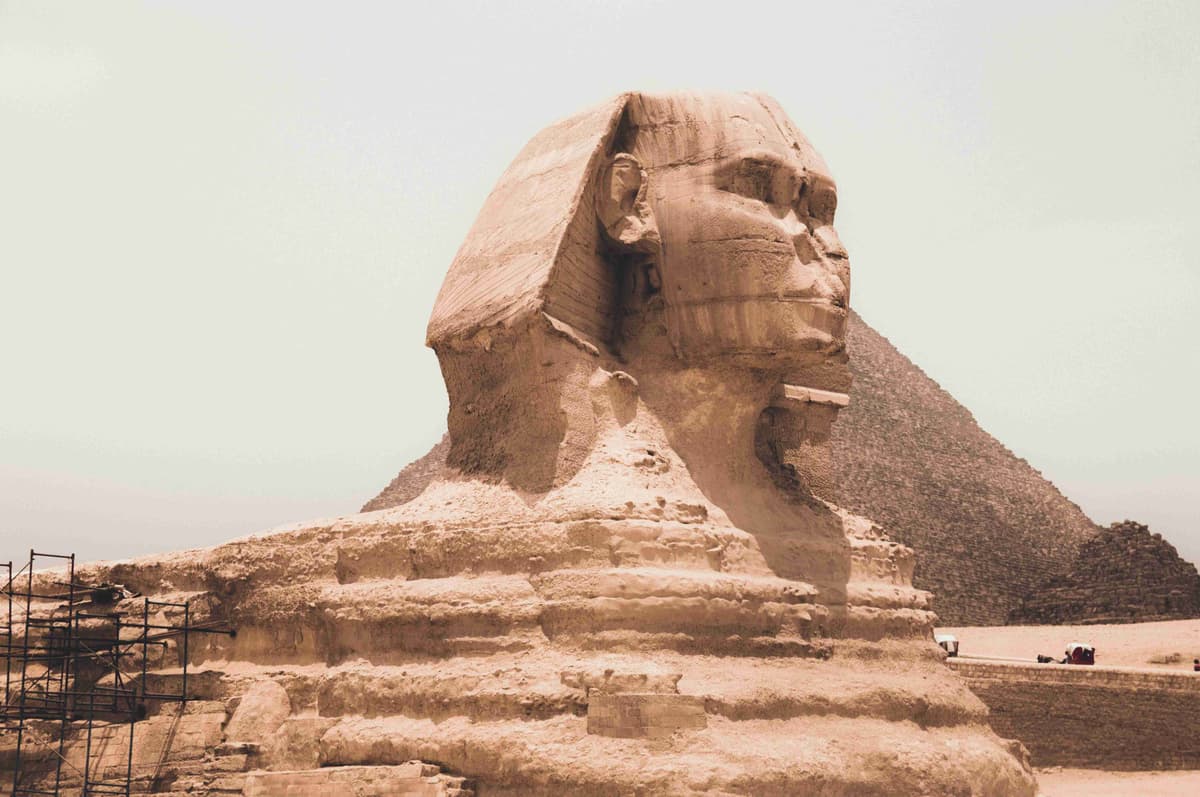 Great Sphinx of Giza with Pyramid Backdrop