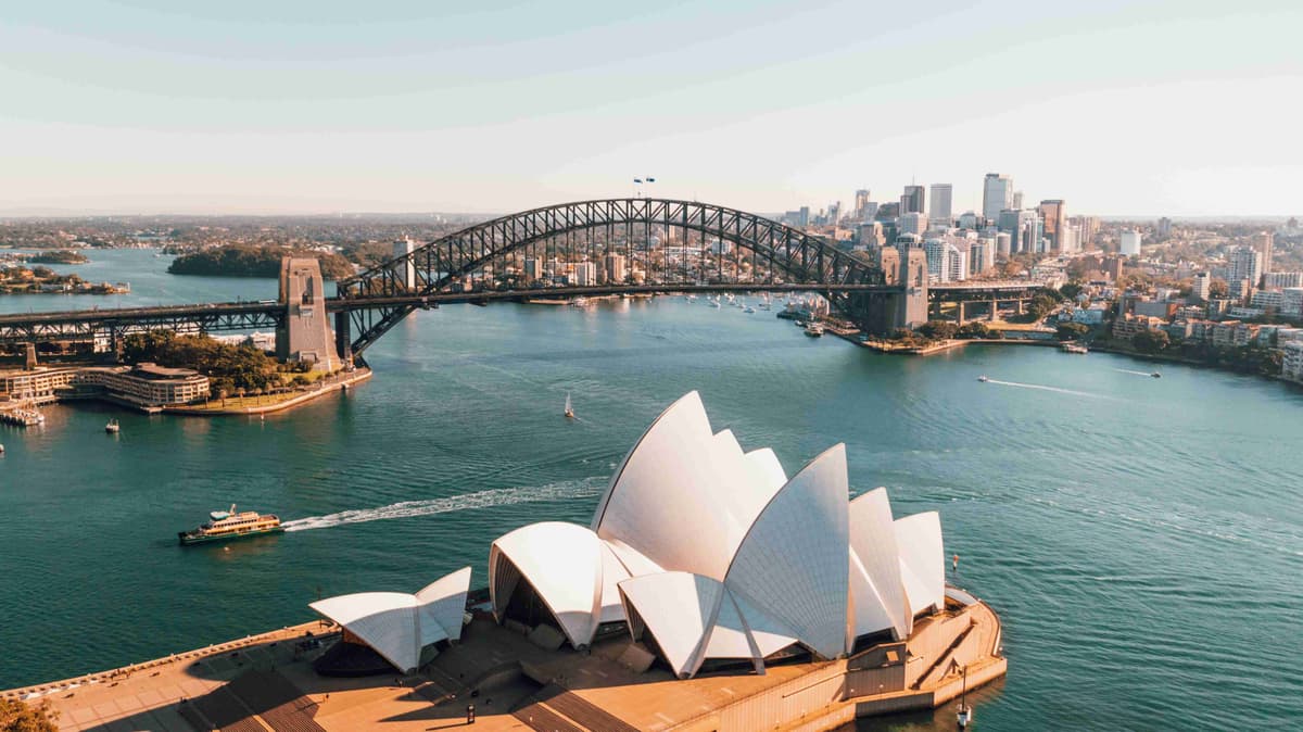Sydney Harbor Bridge and OperaHouse Aerial View