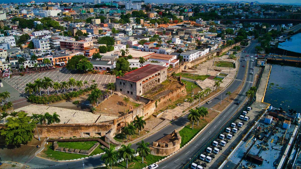 Aerial View of Historic Fortress and Cityscape