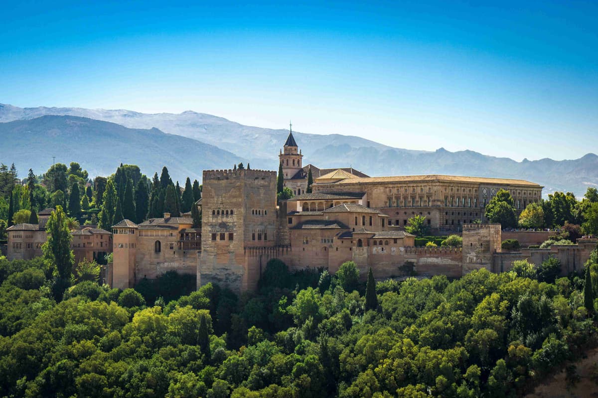 Alhambra Palace with Mountain Backdrop Granada Spain