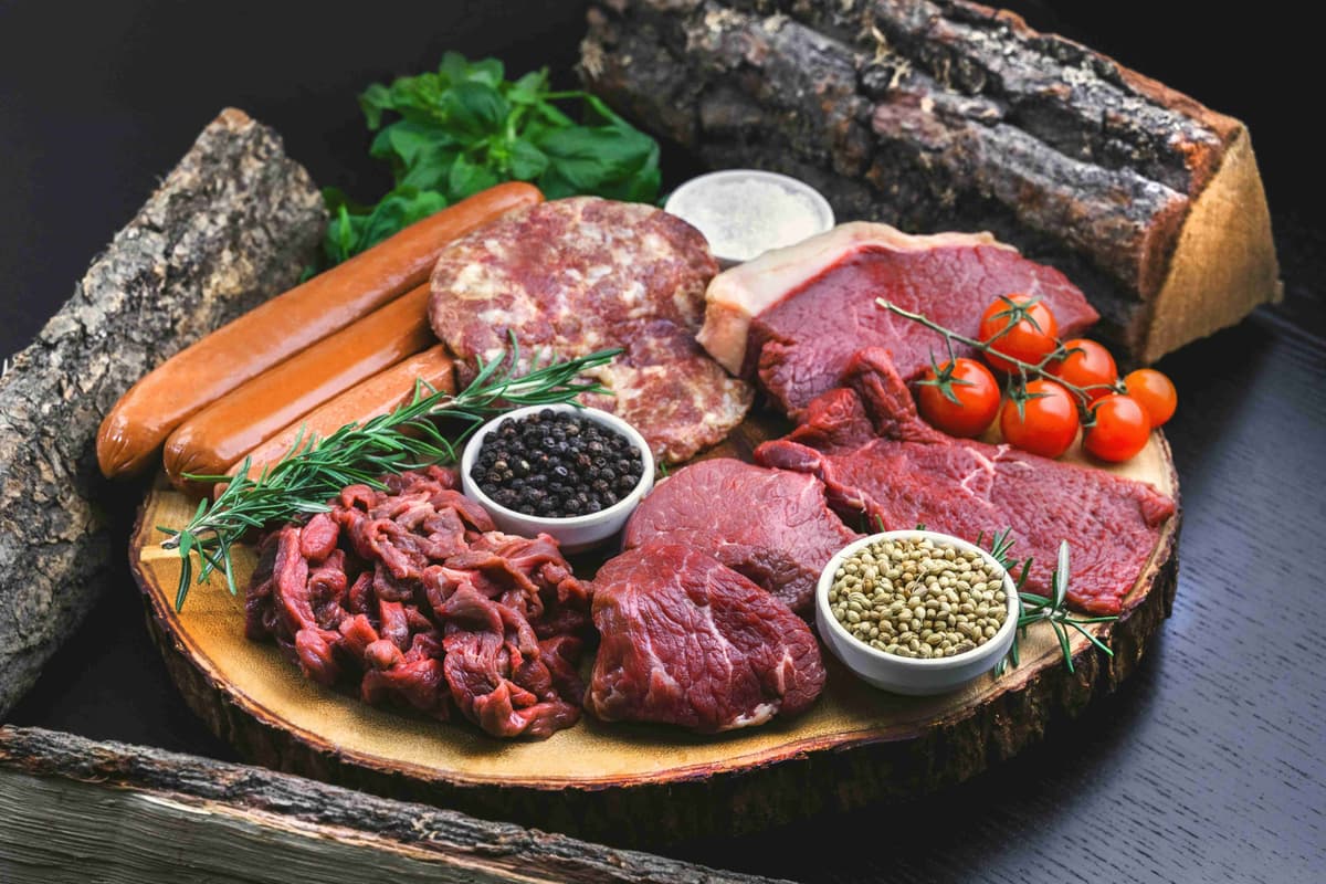 Assorted Raw Meats and Herbs Platter