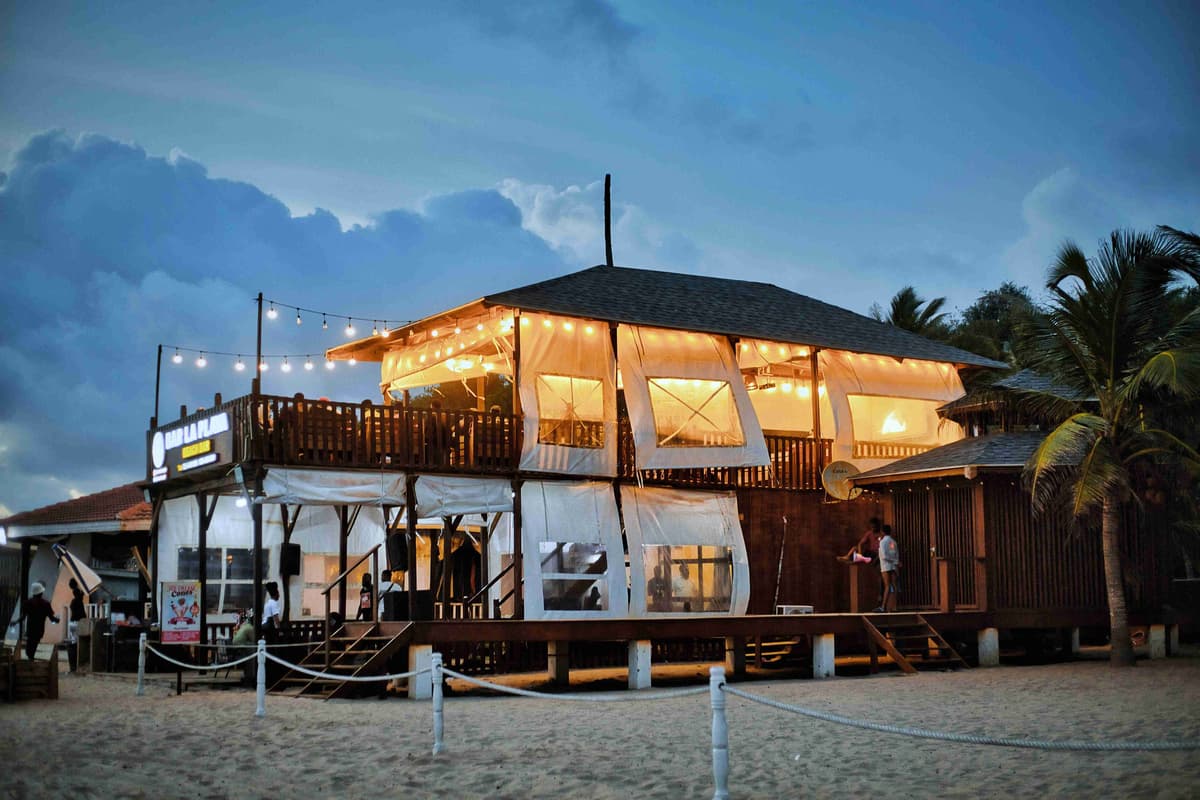 Beachfront Evening Dining Under String Lights
