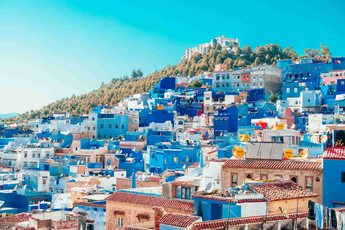 Blue Painted Houses of Hillside Town