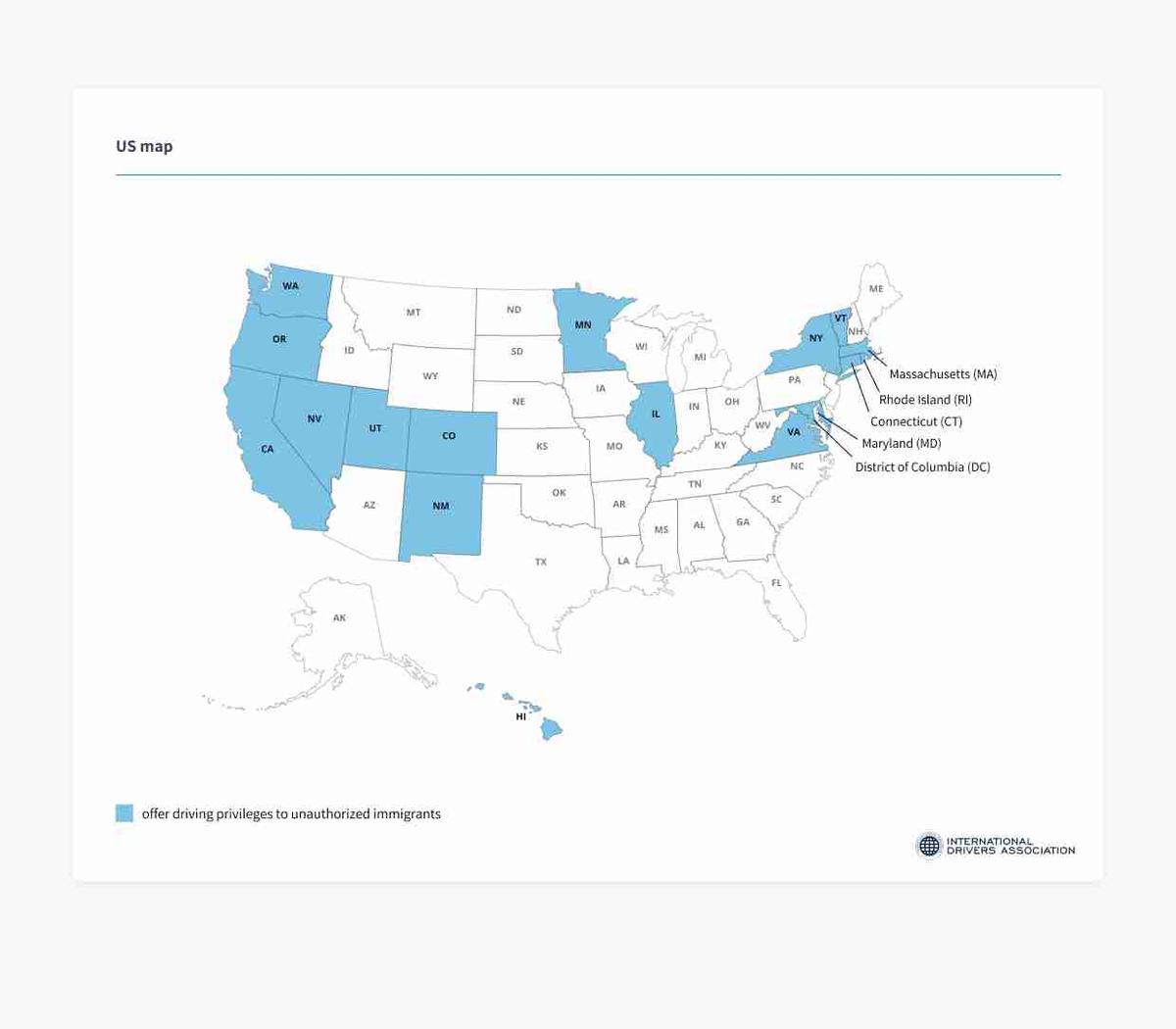 Estados que oferecem carteiras de motorista para imigrantes não autorizados