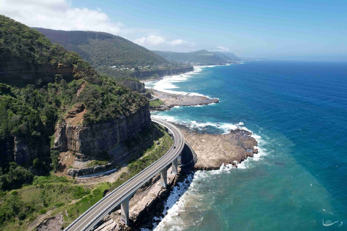 Coastal Roadway Along Cliffside with Clear Blue Ocean View