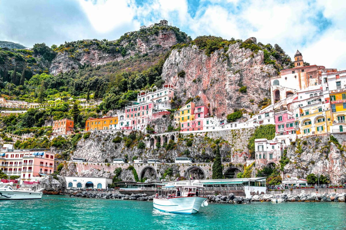 Colorful Coastal Town on Cliffside