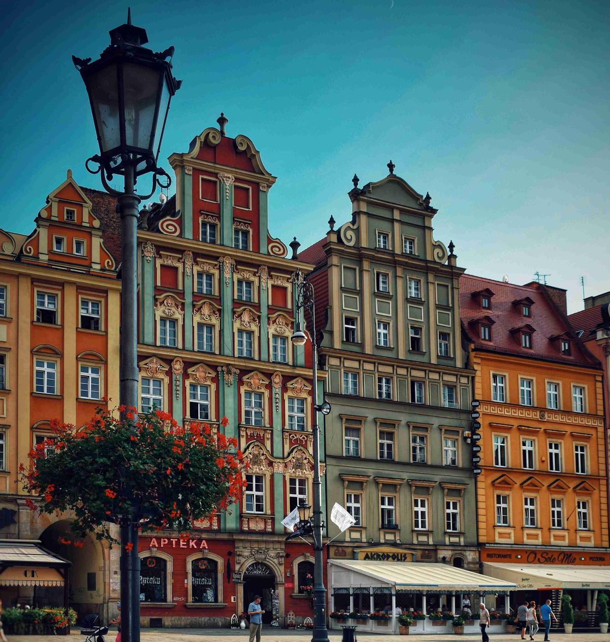 Colorful Historic Buildings on European Square