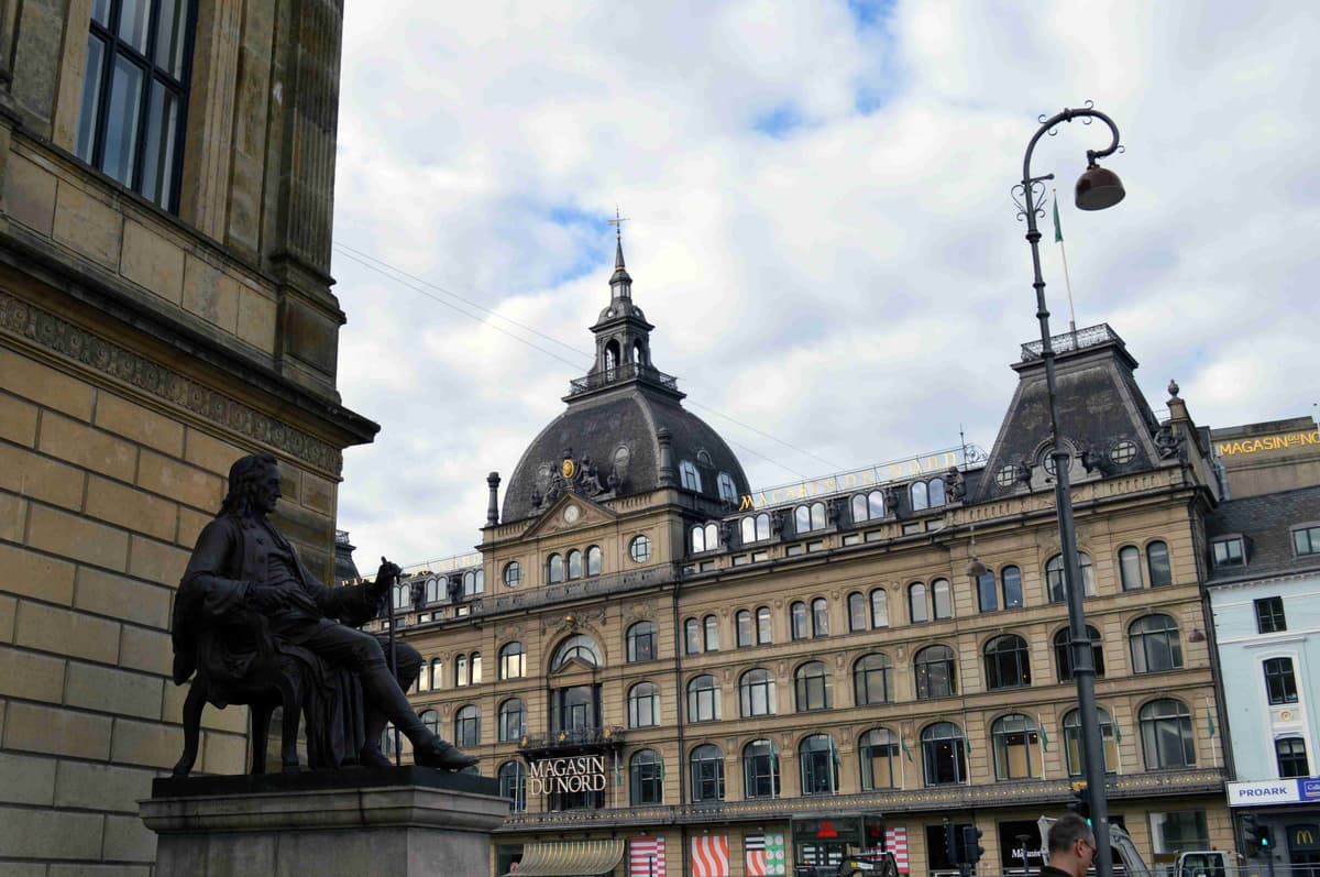 Copenhagen Statue at Historic Building Facade