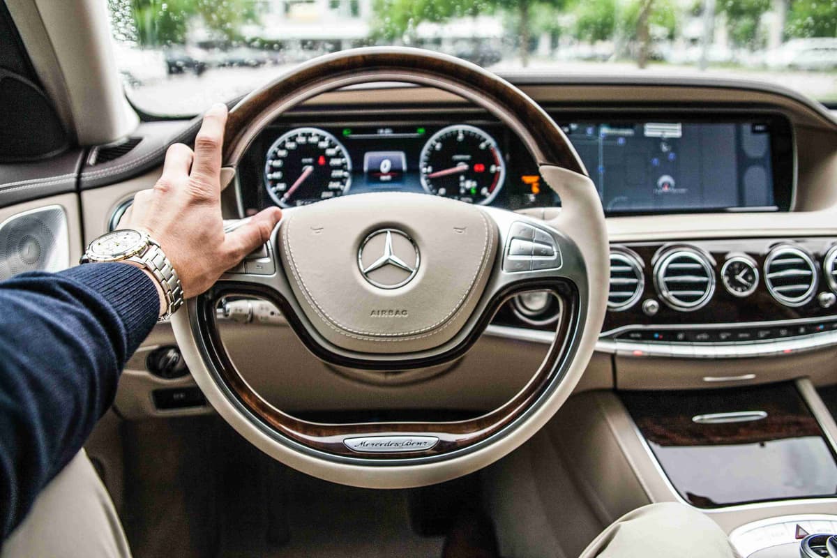 Driver's View Inside Luxury Car Interior