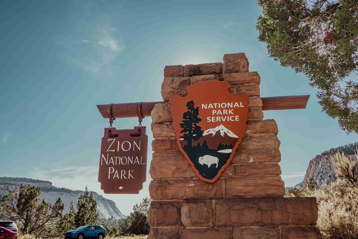 Entrance Sign of Zion National Park