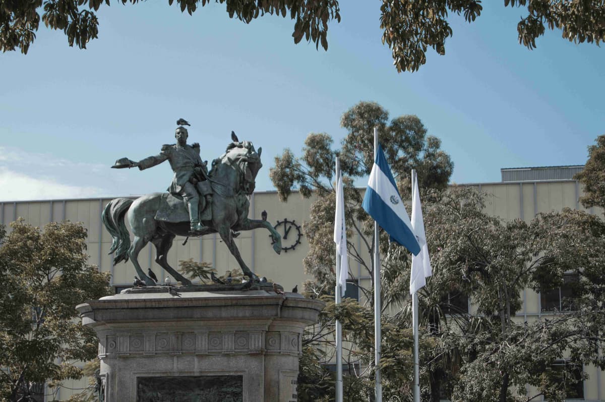 Equestrian Statue and National Flags