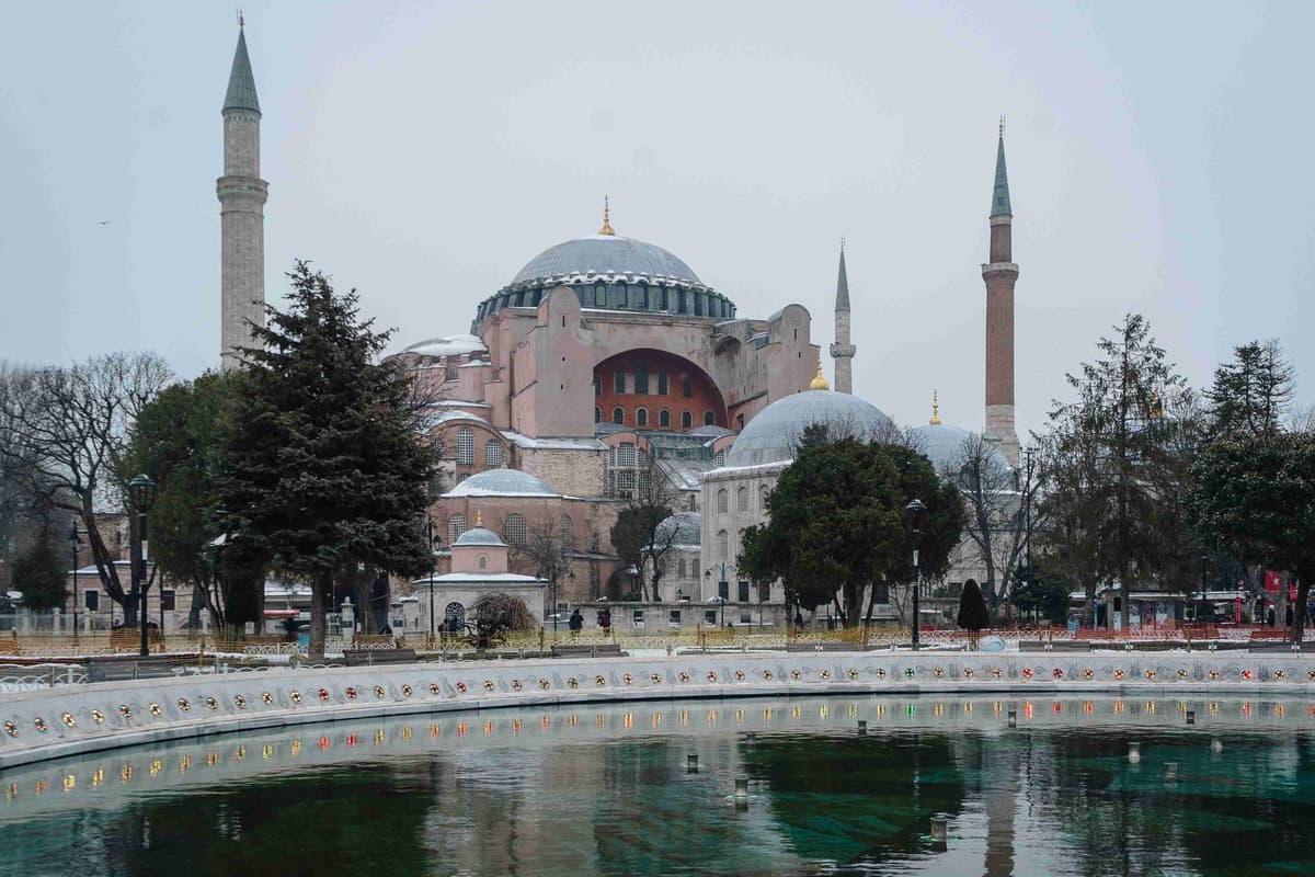 Hagia Sophia Winter Scene Istanbul Turkey