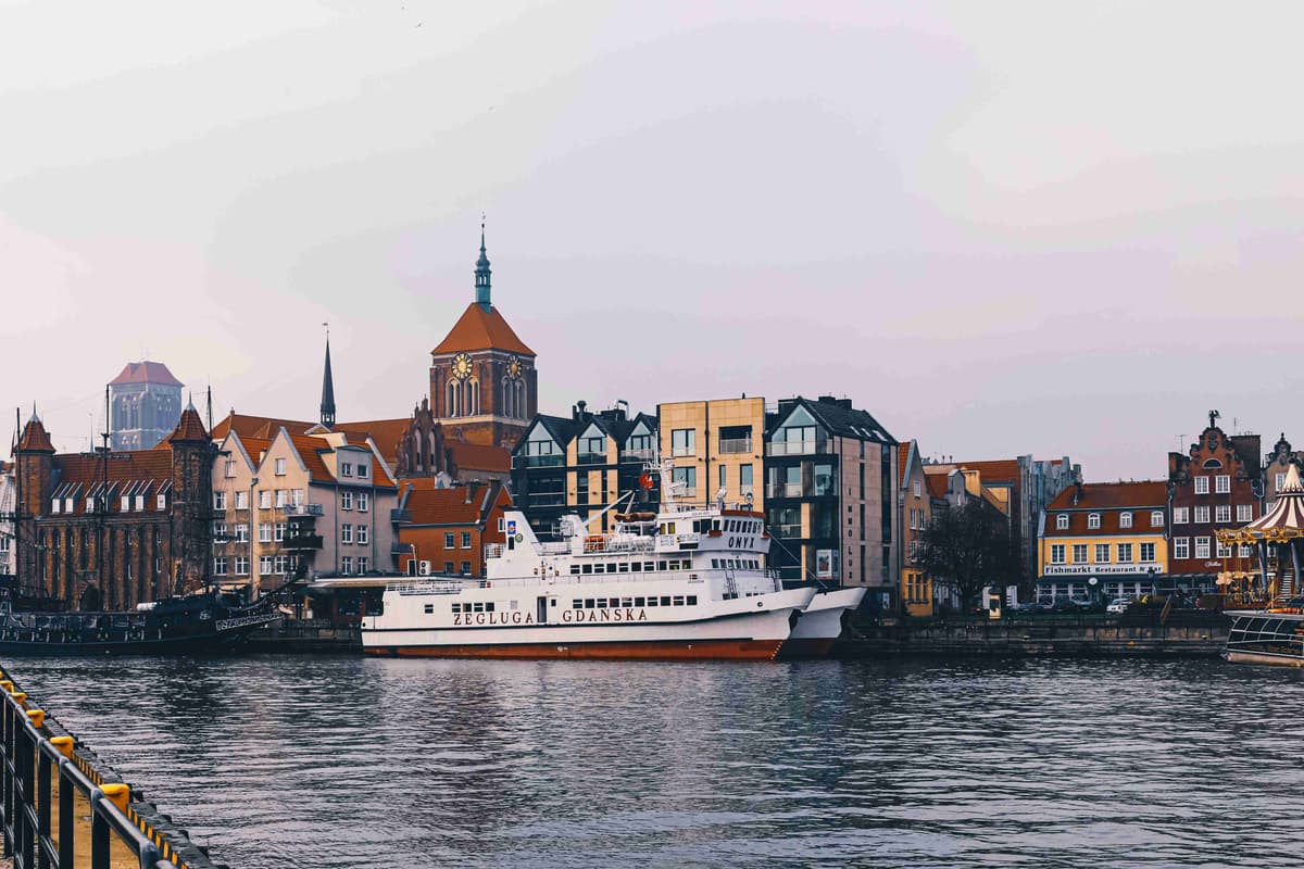 Harbor View with Historic Buildings and Ferry Boat