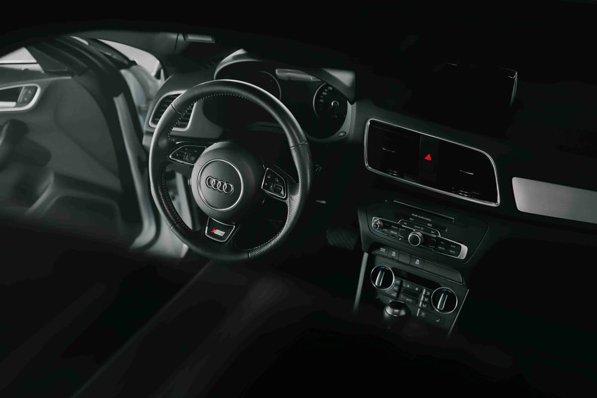 Luxury Car Interior Dashboard and Steering Wheel