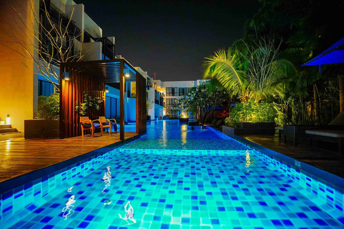 Luxury Resort Pool at Night