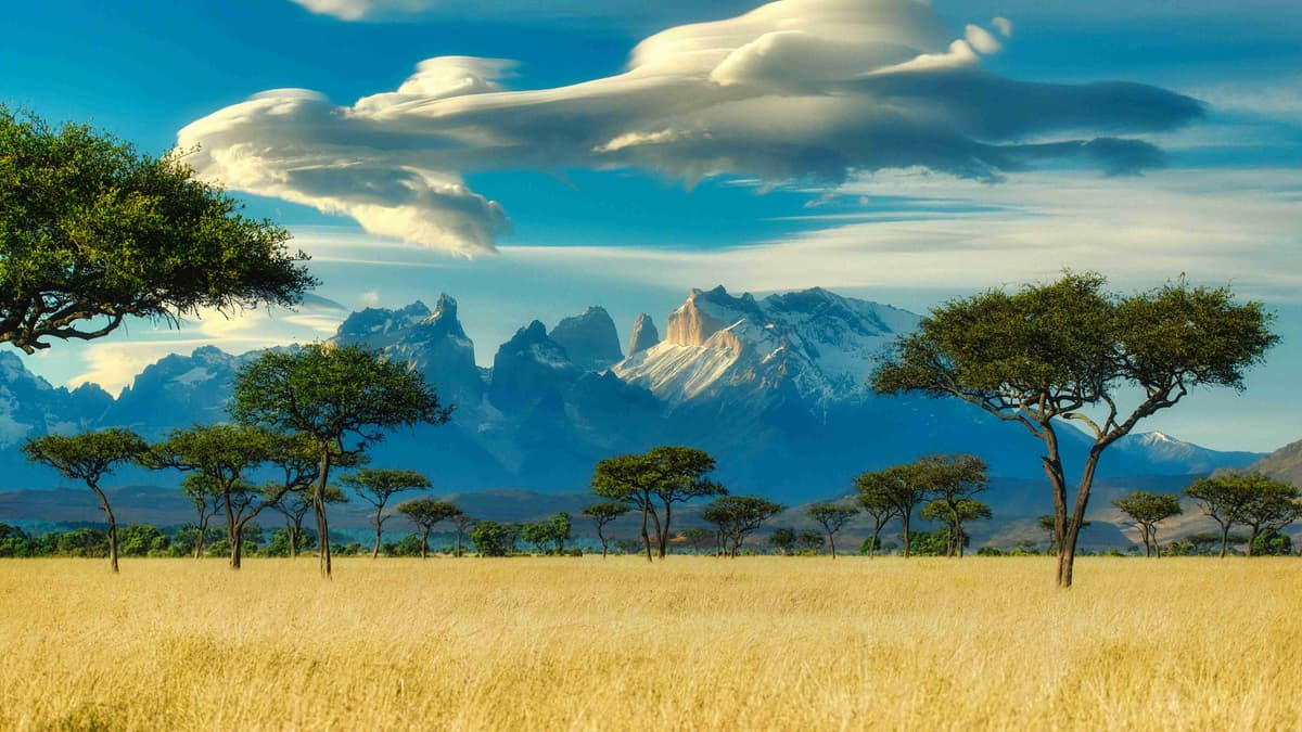 Mountainous Landscape with Unique Cloud Formations
