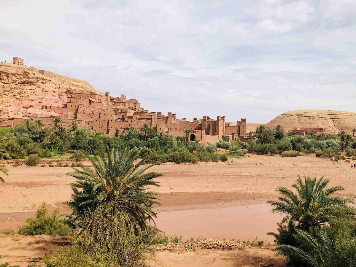 Oasis Town Near River With Historic Buildings