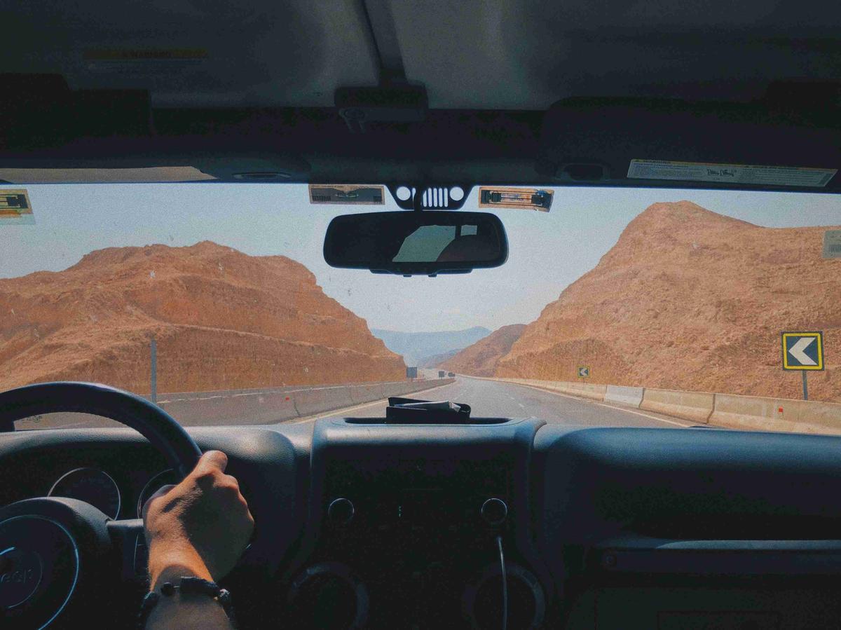 Road Trip Through Mountainous Desert Landscape