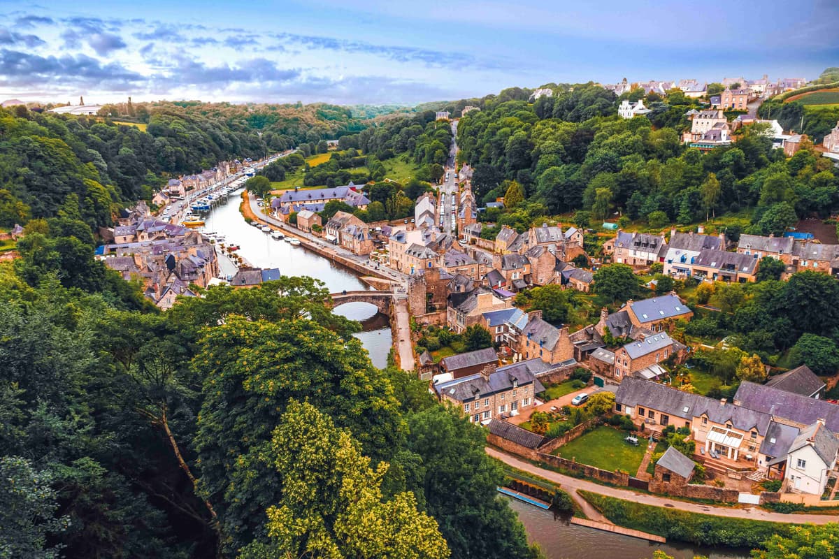 Scenic View of French Town Dinan at Sunset