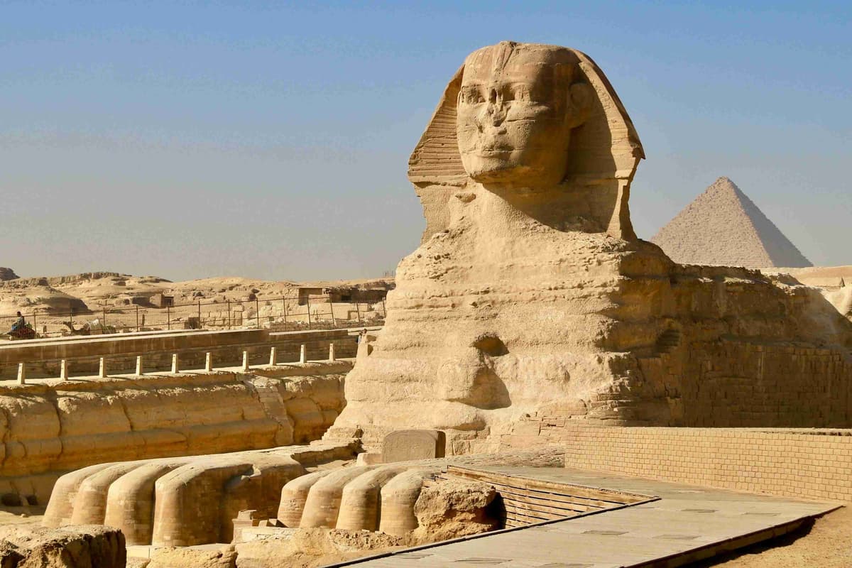 Sphinx with Pyramid in the Background Egypt