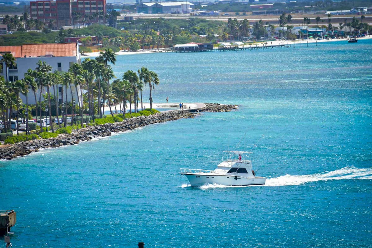 Tropical Coastline With Boating Activity