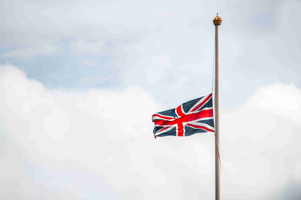United Kingdom Flag Against Cloudy Sky