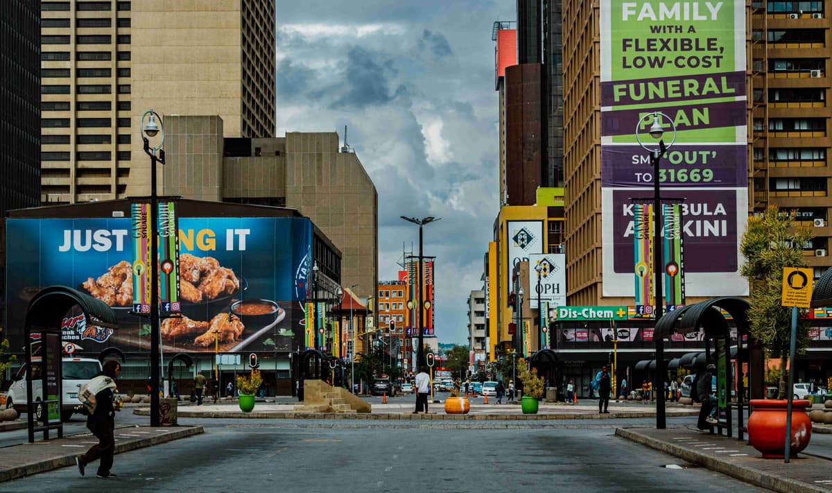 Urban Street Scene with Advertising Billboards