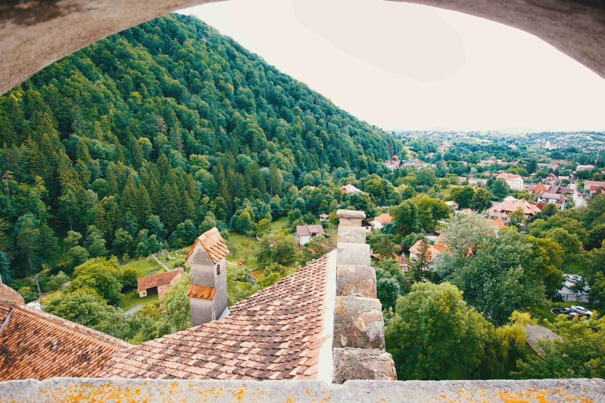 Verdant Valley View from Historic  Castle Archway