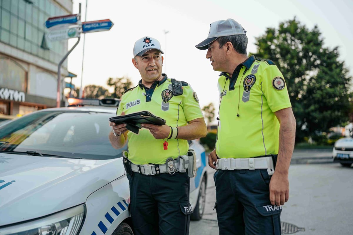 traffic police officers discussing