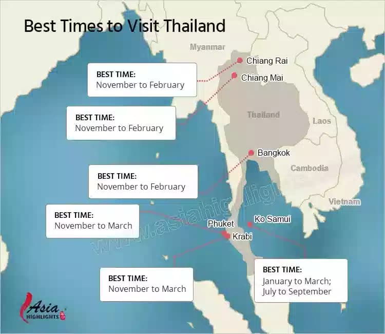 Best time to visit Thailand by region