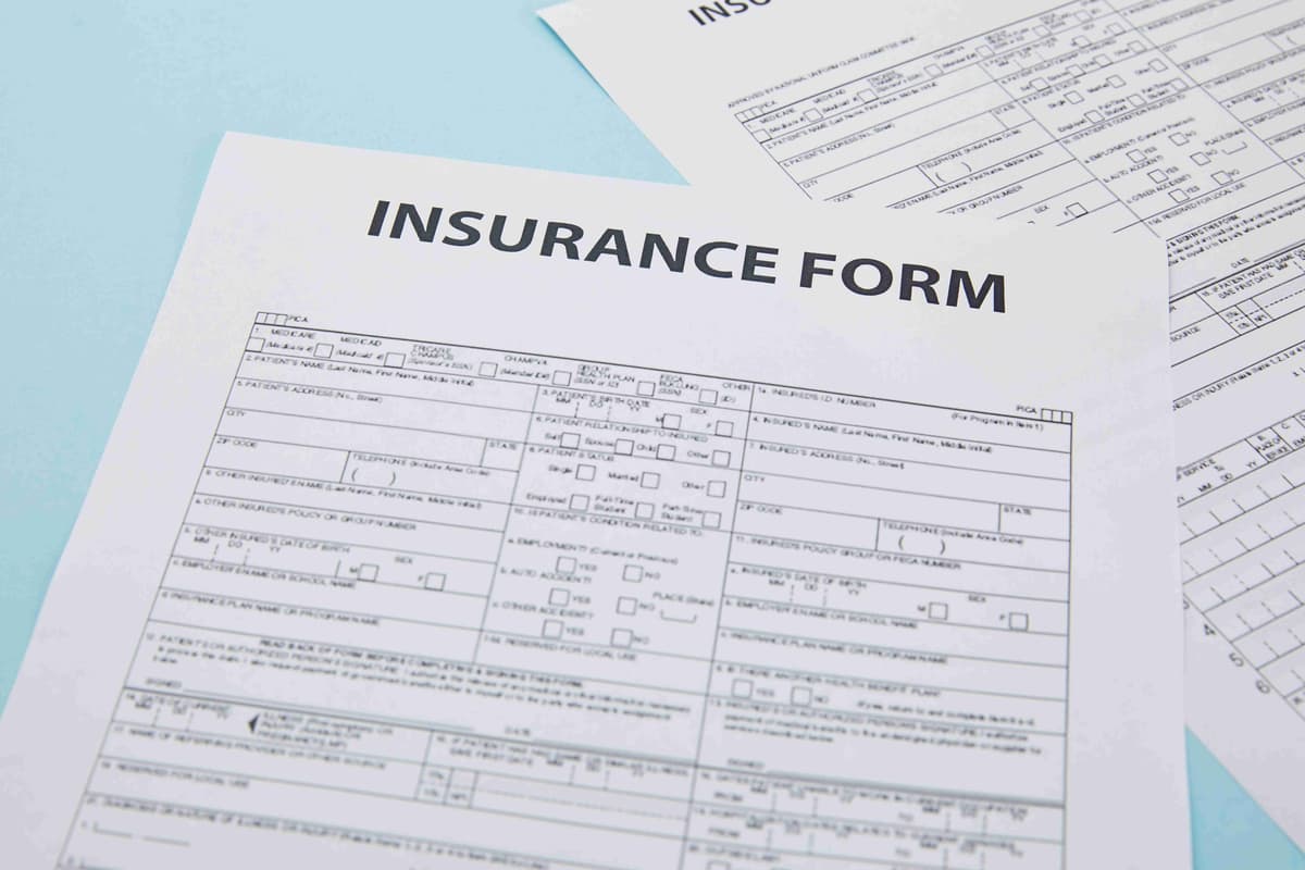 close-up view of insurance form