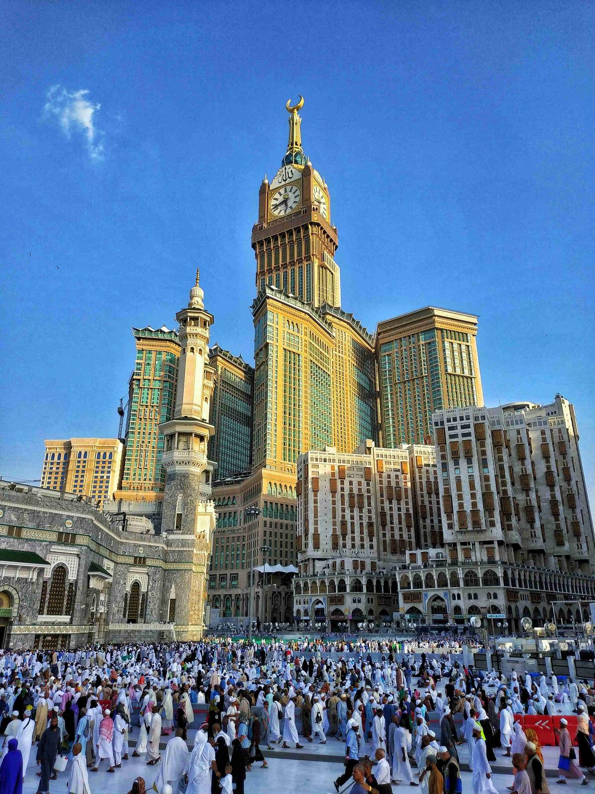 "Pilgrims Gathering at the Grand Mosque in Mecca"