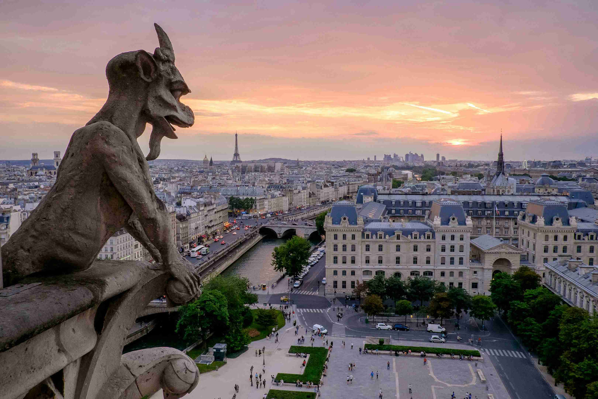 Gargoyle_Overlooking_Paris_at_Sunset