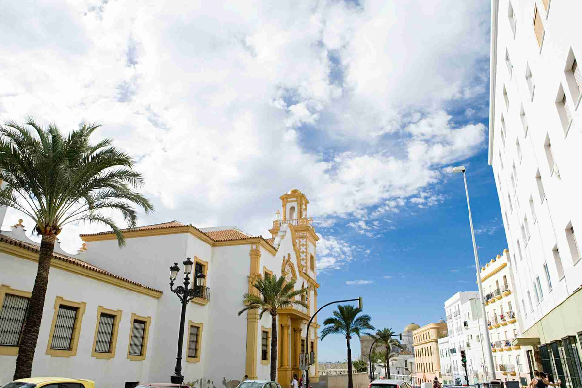 Mediterranean Town Square with Historical Church