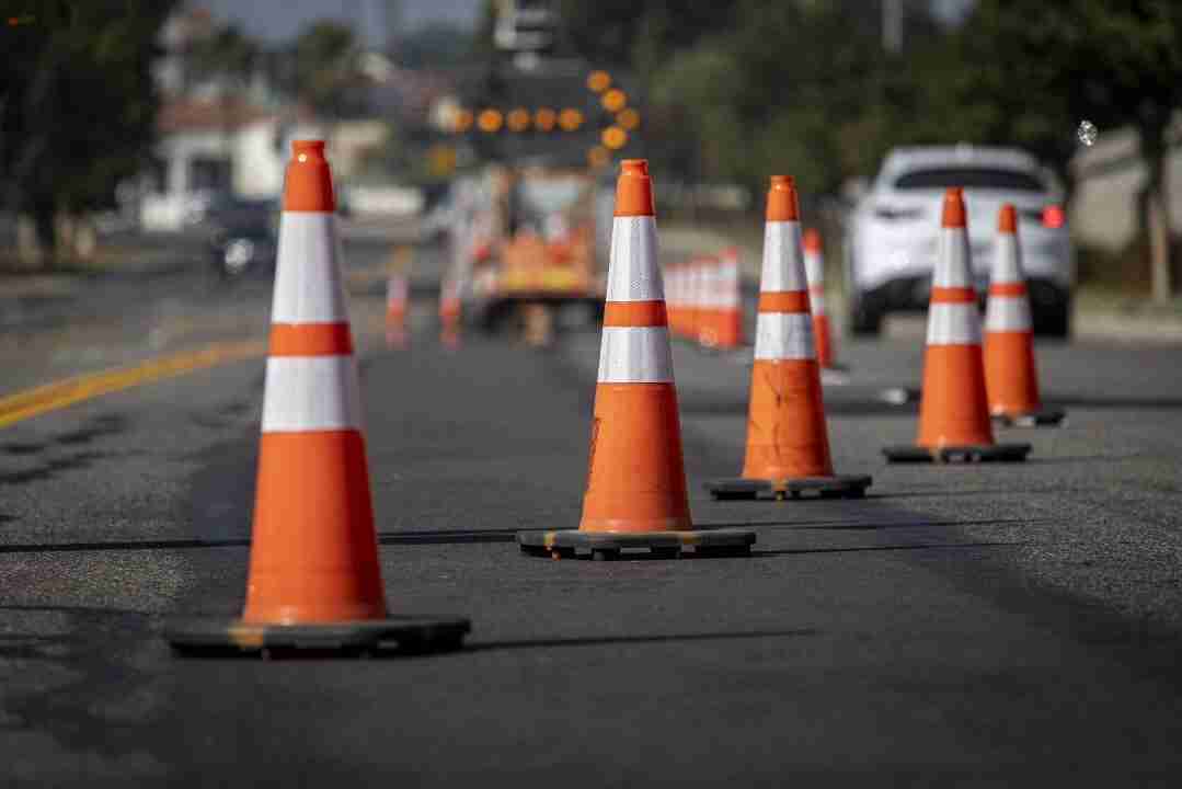 Traffic cones on road safety